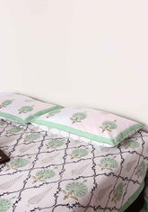 Green Vineyard Premium Cotton Hand Block Print Bedsheet